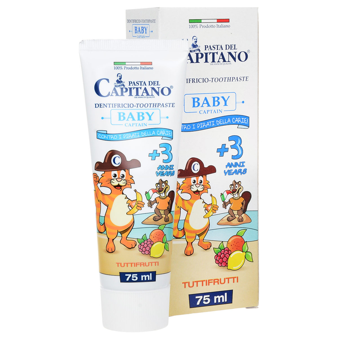 Pasta Del Capitano Baby Toothpaste Tuttifrutti Οδοντόπαστα Διάφορα Φρούτα Για Παιδιά 3 Ετών+ 75ml
