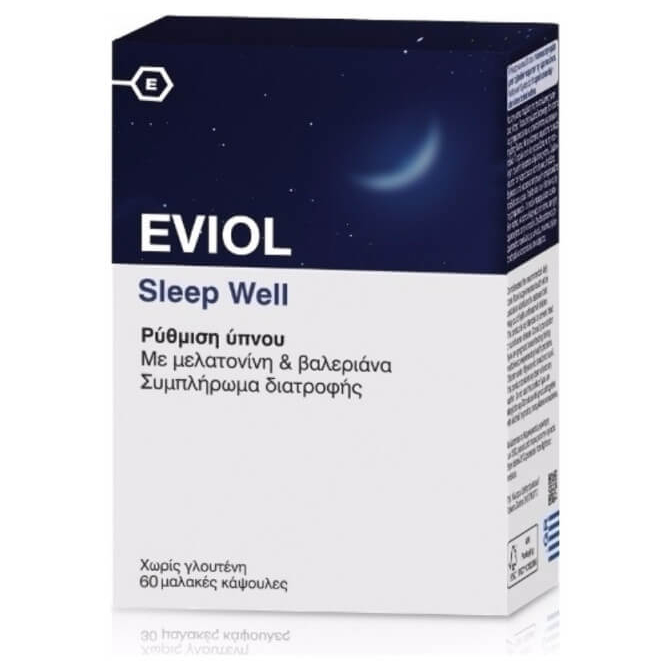 EVIOL Sleep Well Συμπλήρωμα Διατροφής Για Ρύθμιση Ύπνου 60 μαλακές κάψουλες