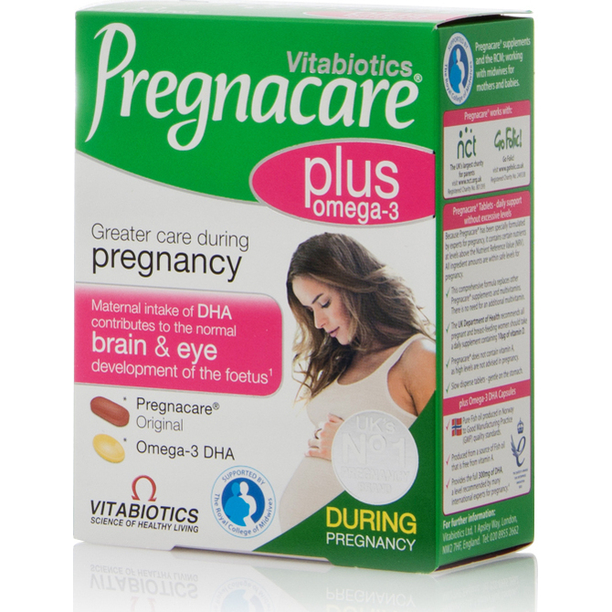 VITABIOTICS Vitabiotics Pregnacare Plus Πολυβιταμίνη Για Την Ομαλή Διεξαγωγή Της Εγκυμοσύνης και Ωμέγα-3 Λιπαρά Οξέα 2x28 Ταμπλέτες/Κάψουλες