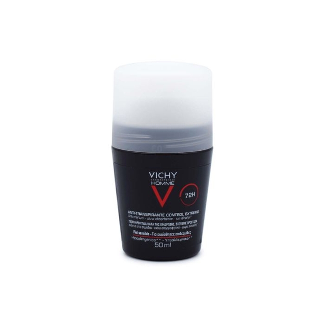 VICHY Homme Deodorant Ανδρικό Αποσμητικό Κατά Της Έντονης Εφίδρωσης Roll On 72h 50ml