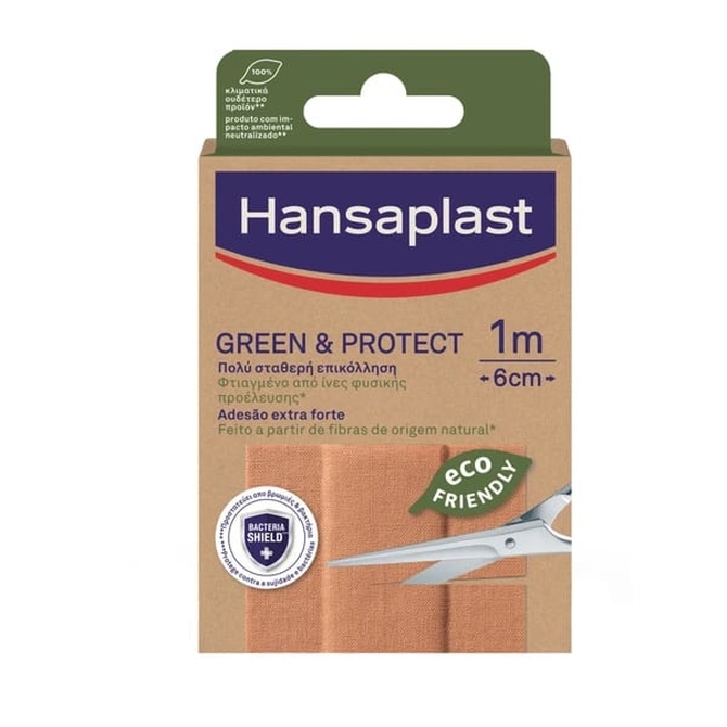 HANSAPLAST Green & Protect Eco Friendly Αυτοκόλλητα Επιθέματα Πληγών 1m x 6cm 10τεμ