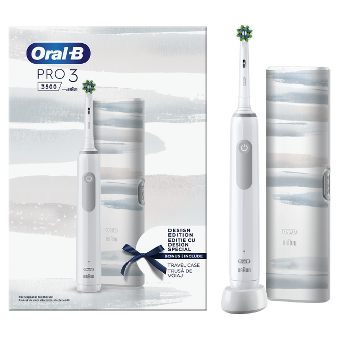 ORAL-B Pro3 3500 Design Edition Ηλεκτρική Οδοντόβουρτσα με Θήκη Ταξιδιού 1 Τεμάχιο
