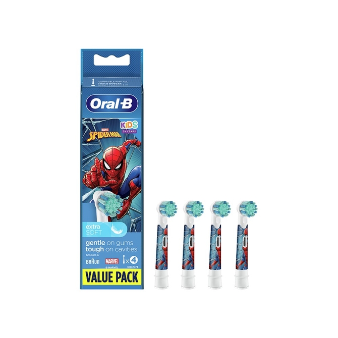 ORAL B Kids Spiderman Ανταλλακτικές Κεφαλές Για Παιδιά 3+ 4 τεμάχια