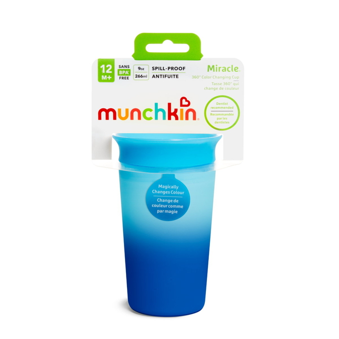 MUNCHKIN Miracle 360o Changing Cup Μπλε Γαλάζιο 12+ Μηνών Αλλάζει Χρώμα Με Τα Ζεστά Ροφήματα 266ml