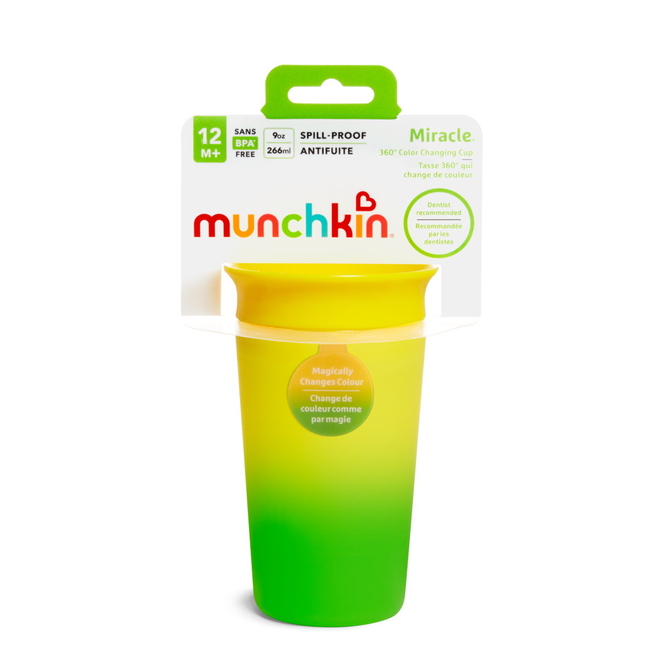 MUNCHKIN Miracle 360o Changing Cup Κίτρινο - Πράσινο 12+ Μηνών Αλλάζει Χρώμα Με Ζεστά Ροφήματα 266ml