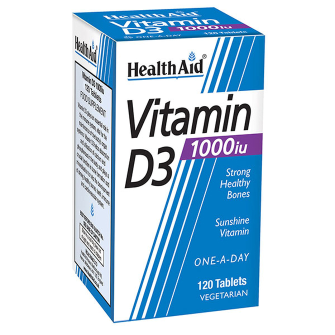 HEALTH AID Vitamin D3 1000iu Βιταμίνη D3 Με Πολλαπλά Οφέλη 120 vetabs