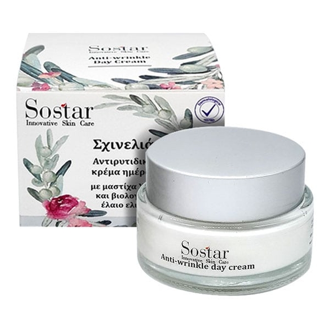 SOSTAR Anti - Wrinkle Day Cream Σχινελιά Αντιρυτιδική Κρέμα Ημέρας Με Μαστίχα Χίου & Βιολογικό Έλαιο Ελιάς 50ml