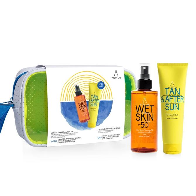 YOUTH LAB PROMO Wet Skin SPF50 Dry Touch Face, Body Tanning Oil 200ml & Δώρο Tan & After Sun 150ml & Νεσεσέρ
