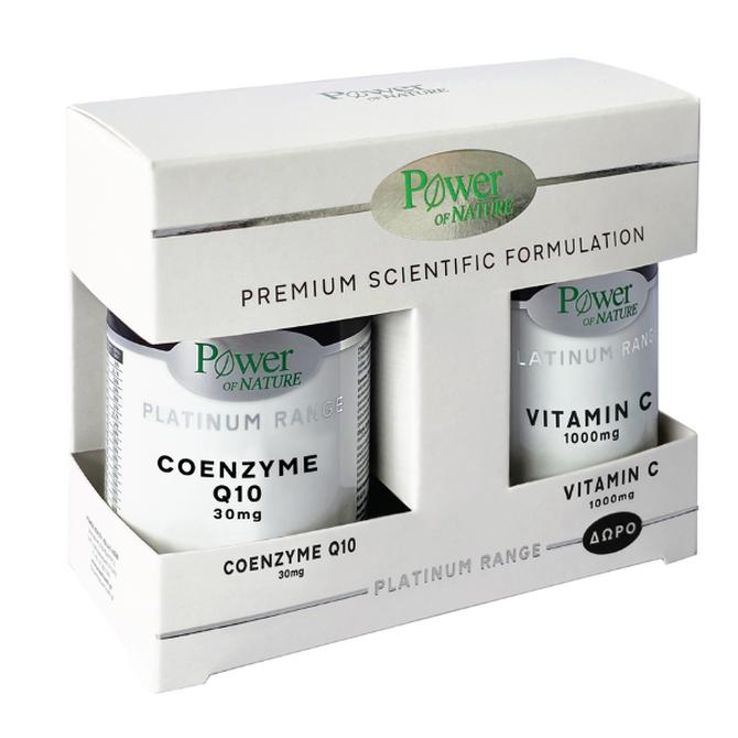 POWER HEALTH Platinum Range Coenzyme Q10 30mg 30caps & ΔΩΡΟ Vitamin C 1000mg 20caps