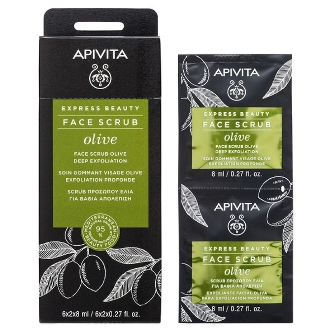 APIVITA Express Beauty Face Scrub Olive Scrub Προσώπου Με Ελιά Για Βαθιά Απολέπιση 2x8ml