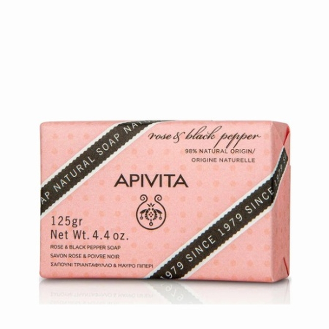 APIVITA Natural Soap Σαπούνι Με Τριαντάφυλλο & Μαύρο Πιπέρι 125gr