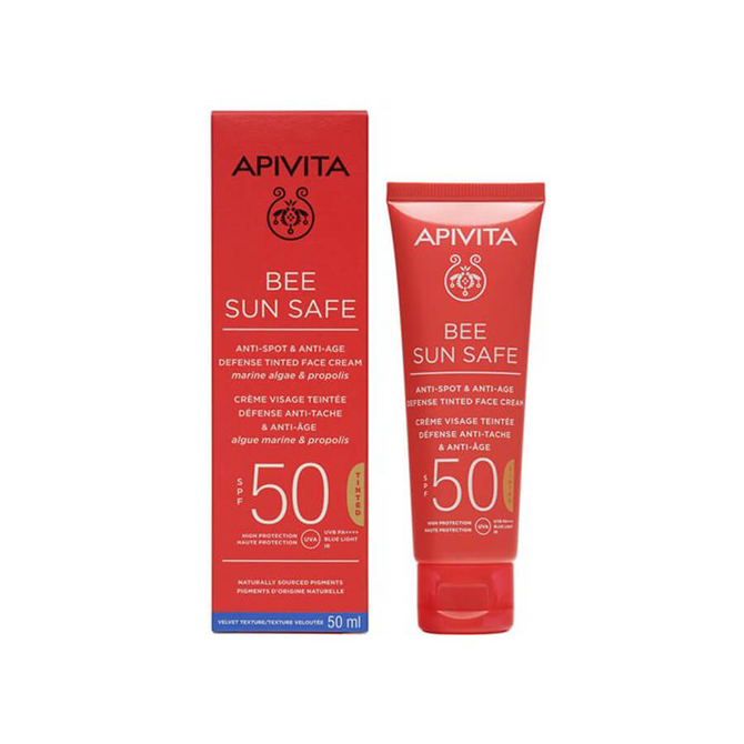 APIVITA Bee Sun Safe Anti Spot & Anti Age Tinted Cream Αντηλιακή Κρέμα Προσώπου Κατά Των Πανάδων & Κατά Των Ρυτίδων Με Χρώμα SPF50 50ml