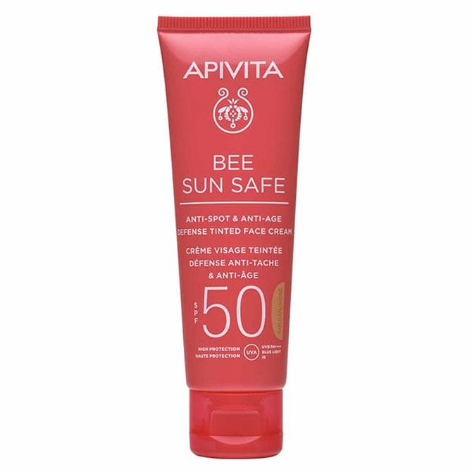 APIVITA Bee Sun Safe Anti-Spot & Anti-Age Defense Tinted Face Cream & Propolis SPF50 Golden Αντιηλιακή Κρέμα Προσώπου κατά των Πανάδων & των Ρυτίδων SPF50 με Χρώμα 50ml