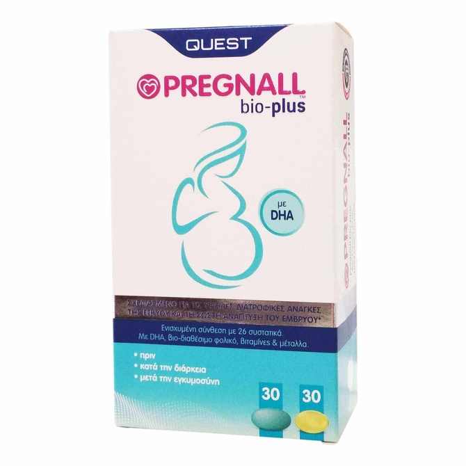 QUEST Pregnall Bio Plus Συμπλήρωμα Διατροφής Για Εγκύους 30 ταμπλέτες + 30 κάψουλες