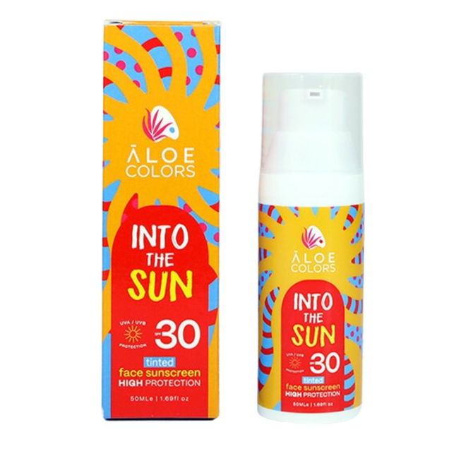 ALOE + COLORS Into The Sun Face Sunscreen SPF30 Tinted Αντηλιακή Κρέμα Προσώπου Με Χρώμα 50ml