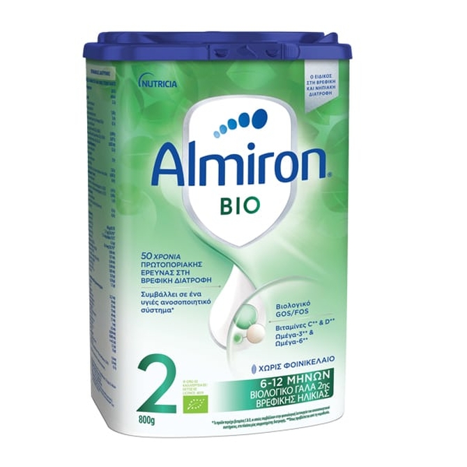 NUTRICIA Almiron Bio 2 Βιολογικό Γάλα σε Σκόνη Για Βρέφη Από 6 Έως 12m 800gr