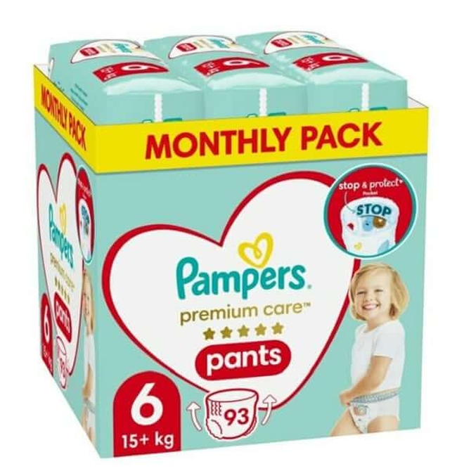 PAMPERS Monthly Pack Premium Care Pants No6 Πάνες Για Βρέφη (15+kg) 93 τεμάχια