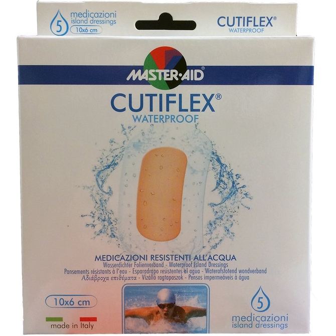 MASTER AID Cutiflex Αυτοκόλλητες Διαφανείς & Αδιάβροχες Γάζες 10x6cm 5τμχ