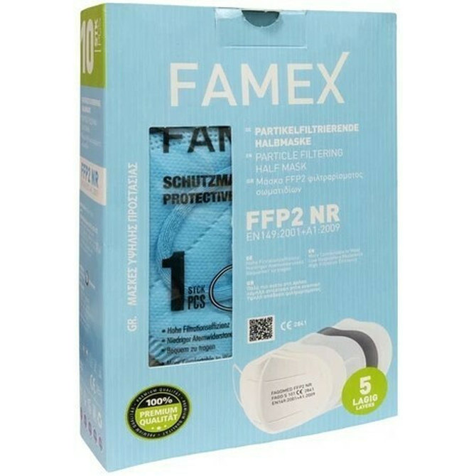 FAMEX Μάσκα Προστασίας 5 Lagig Layers FFP2 NR Θαλασσί 1 τμχ