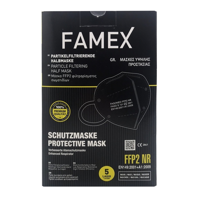 FAMEX Μάσκα Προστασίας FFP2 Μαύρο 1 τμχ