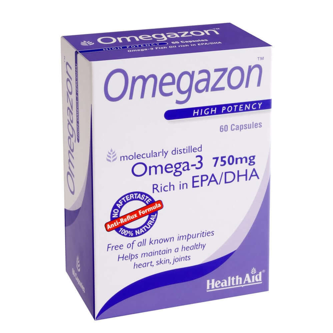 HEALTH AID Omegazon 750mg 60 caps - Ιχθυέλαιο Για την Καλή Λειτουργία της Καρδιάς και τον Έλεγχο της Χοληστερίνης
