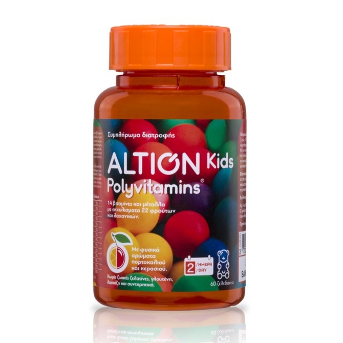 ALTION Kids Polyvitamins Συμπλήρωμα Διατροφής Για Παιδιά με Βιταμίνες & Μέταλλα 60 ζελεδάκια