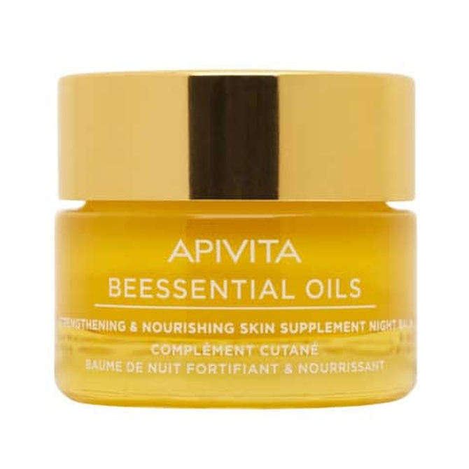 APIVITA Beessential Oils Strengthening & Nourishing Cream Balm Προσώπου Νύχτας Για Ενυδάτωση & Θρέψη 15ml