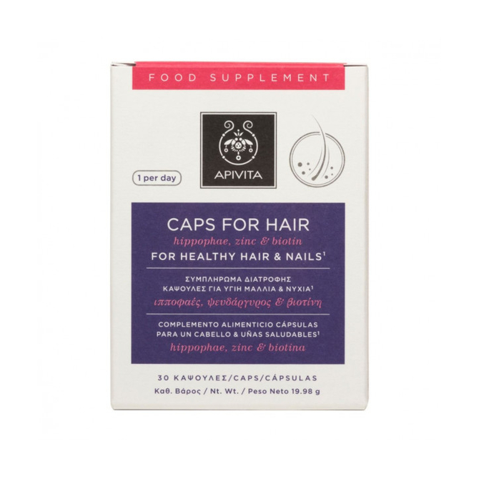 APIVITA Caps For Healthy Hair & Nails Συμπλήρωμα Διατροφής Για Υγιή Μαλλιά 30 κάψουλες