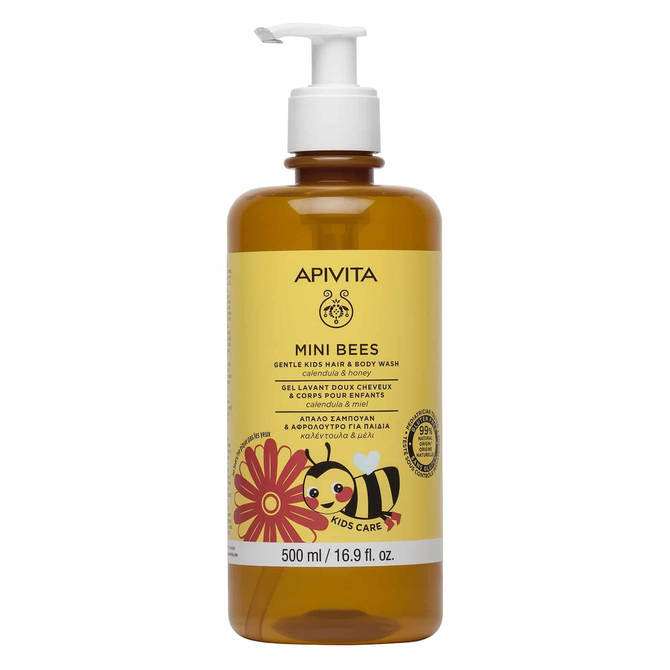 APIVITA Mini Bees Hair & Body Wash Απαλό Σαμπουάν & Αφρόλουτρο Για Παιδιά 500ml
