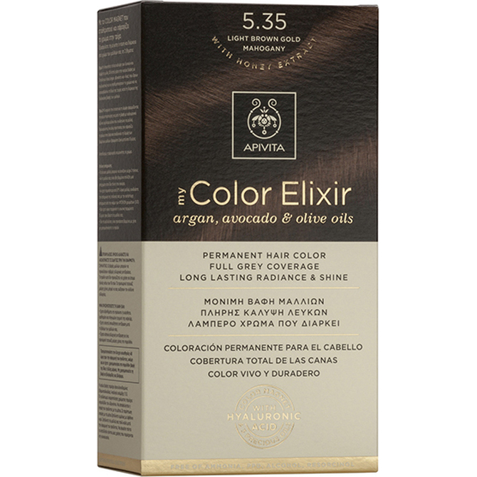 APIVITA My Color Elixir Βαφή Μαλλιών Light Brown Gold Mahogany (Καστανό Ανοιχτό Μελί Μαονί) 5.35