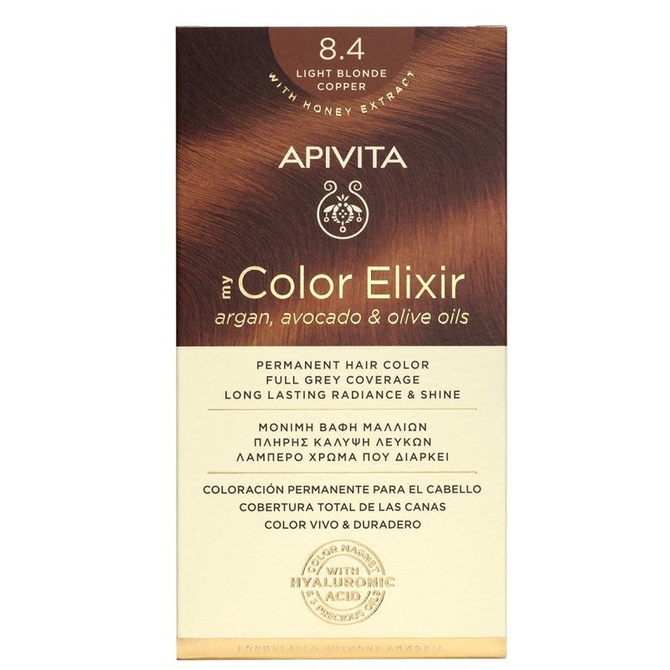 APIVITA My Color Elixir Βαφή Μαλλιών Light Blonde Copper 8.4 (Ξανθό Ανοιχτό Χάλκινο)