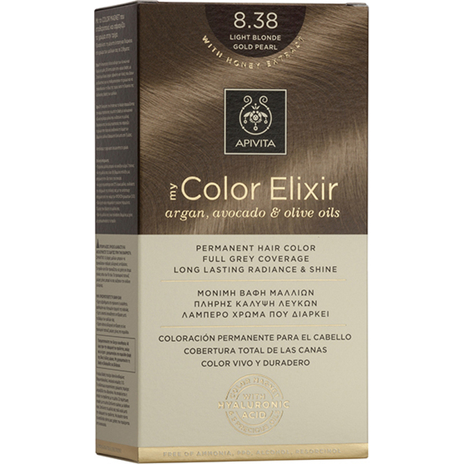 APIVITA My Color Elixir Βαφή Μαλλιών Light Blonde Gold Pearl (Ξανθό Ανοιχτό Μελί Περλέ) 8.38