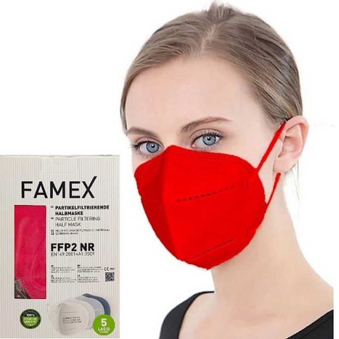 FAMEX Μάσκα Προστασίας FFP2 NR Red Κόκκινο 1 τμχ