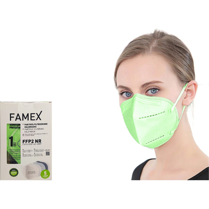 FAMEX Μάσκα Προστασίας FFP2 NR Light Green Πράσινο Λαχανί 1 τμχ