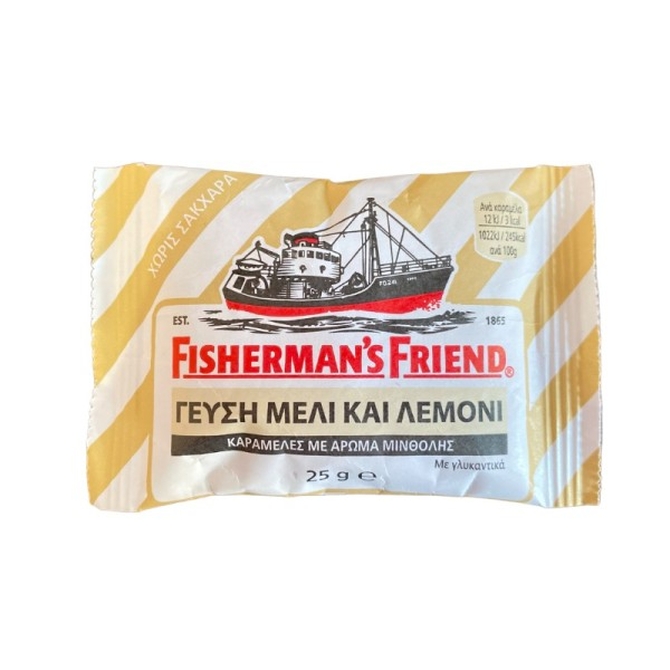 FISHERMAN'S FRIEND Με Γεύση Μέλι - Λεμόνι Χωρίς Σάκχαρα 25gr