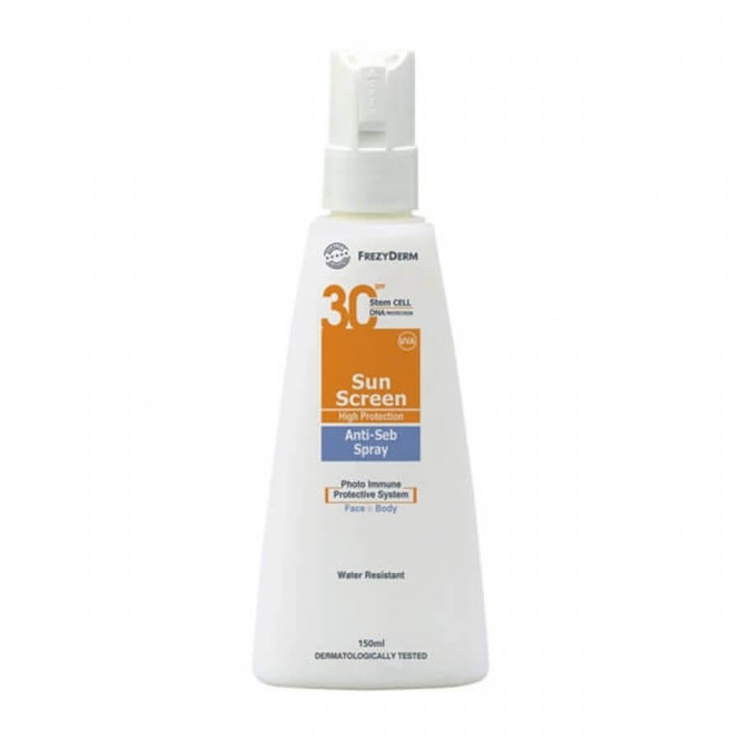 FREZYDERM Sun Screen Anti - Seb Spray SPF30 Face & Body Αντηλιακό Για Πρόσωπο & Σώμα 150ml