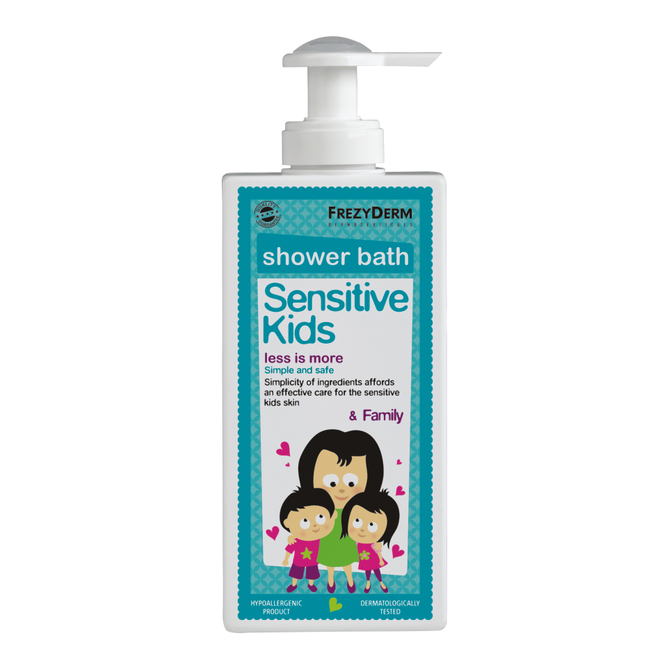 FREZYDERM Sensitive Kids Shower Bath  - Ενυδατικό Παιδικό Αφρόλουτρο Για Ευαίσθητα, Ερεθισμένα Δέρματα 200ml