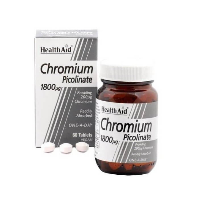 HEALTH AID Chromium Picolinate 1800μg Χρώμιο Για Καλό Μεταβολισμό 60 ταμπλέτες