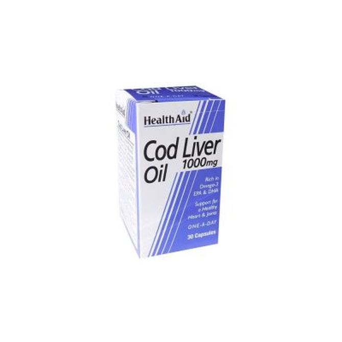 HEALTH AID Cod Liver Oil 1000mg Μουρουνέλαιο για Υγιή Καρδιά και Νευρικό Σύστημα 30 κάψουλες