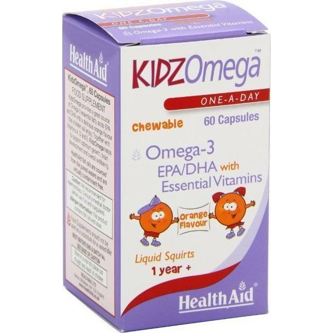 HEALTH AID Kidz Omega Μασώμενη Πολυβιταμίνη Για Παιδιά Με Γεύση Πορτοκάλι 60 κάψουλες