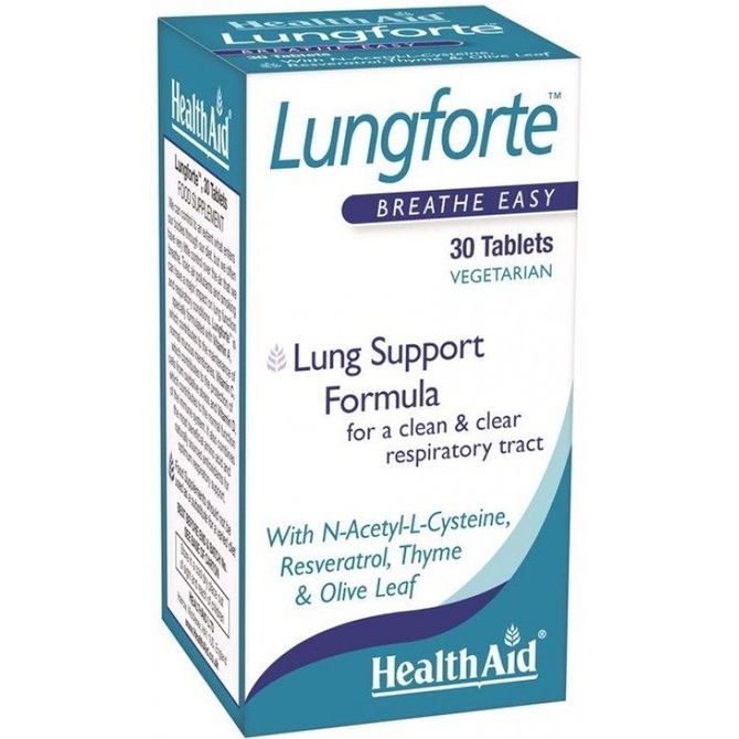 HEALTH AID Lungforte Για Τον Καθαρισμό της Αναπνευστικής Οδού & Την Ενίσχυση Του Ανοσοποιητικού 30 ταμπλέτες