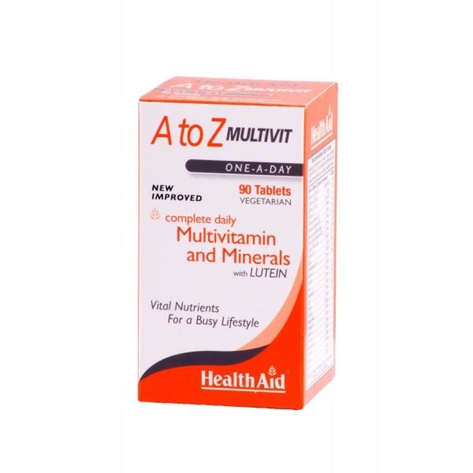 HEALTH AID A to Z Multivit - Lutein  Πολυβιταμίνη για τις Απαιτήσεις του Σώματος στην Καθημερινότητα 90 ταμπλέτες