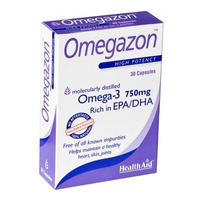 HEALTH AID Omegazon 750mg 30caps -  Ιχθυέλαιο Για Καλή Υγεία Καρδιάς και Έλεγχο Χοληστερίνης