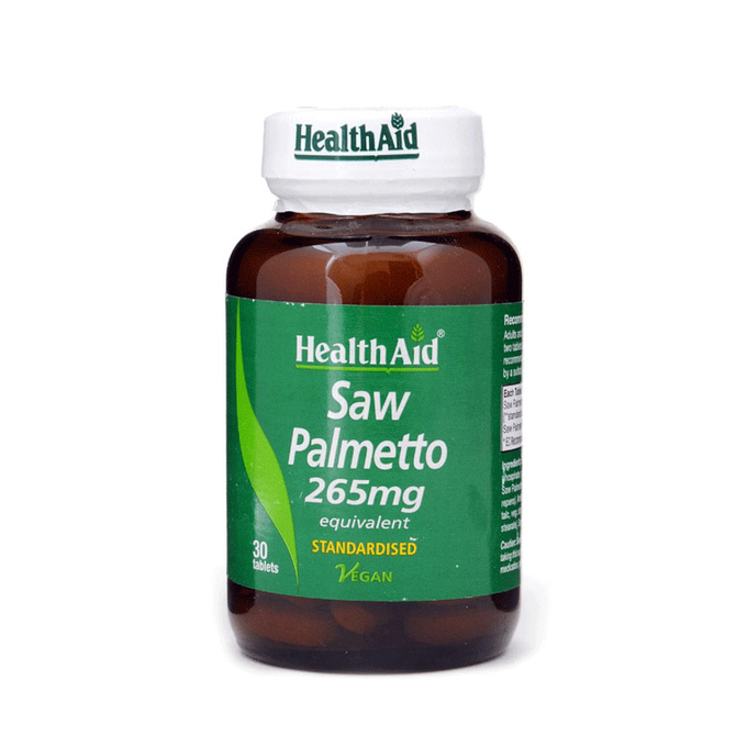 HEALTH AID Saw Palmetto 265mg  Βοηθάει στη Μείωση του Προστάτη και τον Επαναφέρει στη Φυσιολογική του Λειτουργία 30 ταμπλέτες