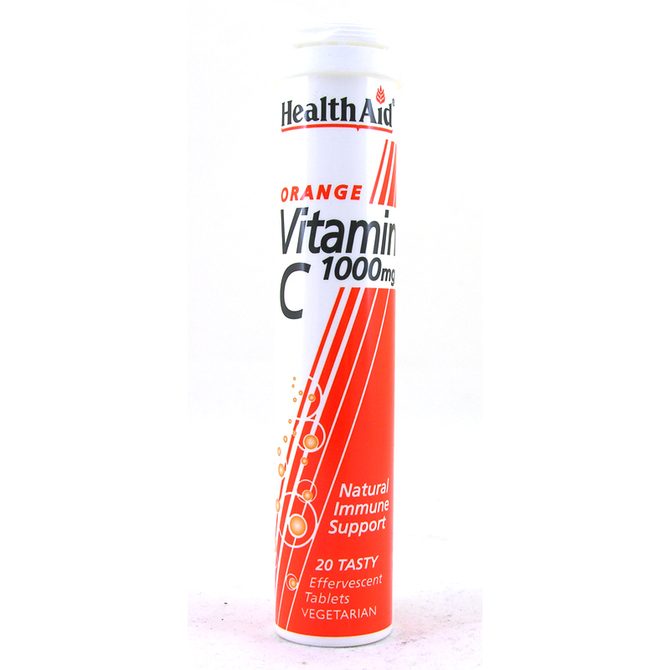 Health Aid Vitamin C 1000mg Orange Βιταμίνη C Σε Αναβράζουσα Μορφή Με Γεύση Πορτοκάλι 20 αναβράζοντα δισκία