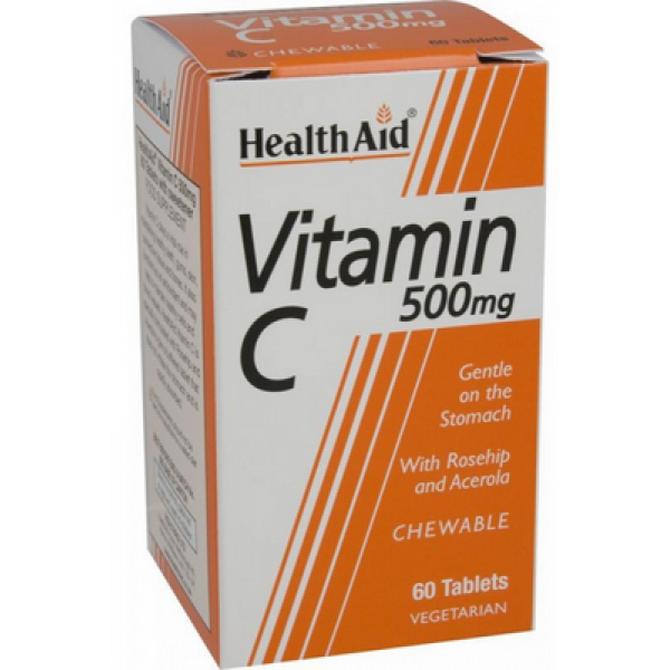 HEALTH AID Vitamin C 500mg Chewable Βιταμίνη C Μασώμενες Ταμπλέτες με Γεύση Πορτοκάλι 60 ταμπλέτες