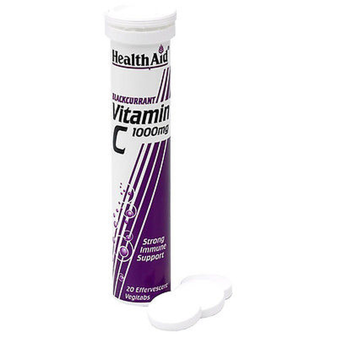 Health Aid Vitamin C 1000mg Blackcurrant Βιταμίνη C Σε Αναβράζουσα Μορφή Με Γεύση Φραγκοστάφυλο 20 αναβράζοντα δισκία