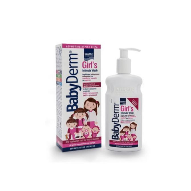 INTERMED Babyderm Girl's Intimate Wash Απαλό Υγρό Καθημερινού Καθαρισμού Για Την Ευαίσθητη Περιοχή Των Κοριτσιών 300ml