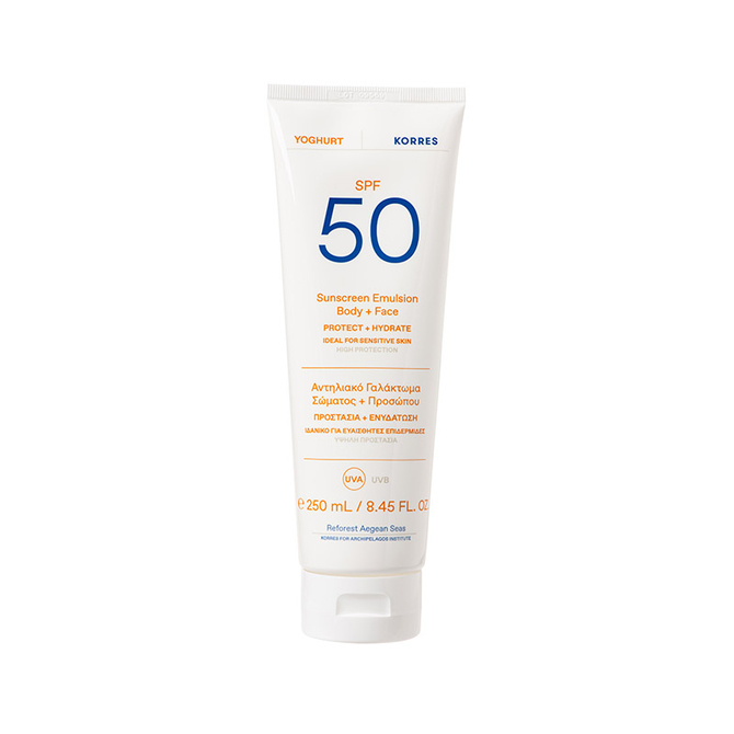 KORRES Yoghurt Sunscreen Emulsion Face & Body Αντηλιακό Γαλάκτωμα Σώματος & Προσώπου SPF50 250ml