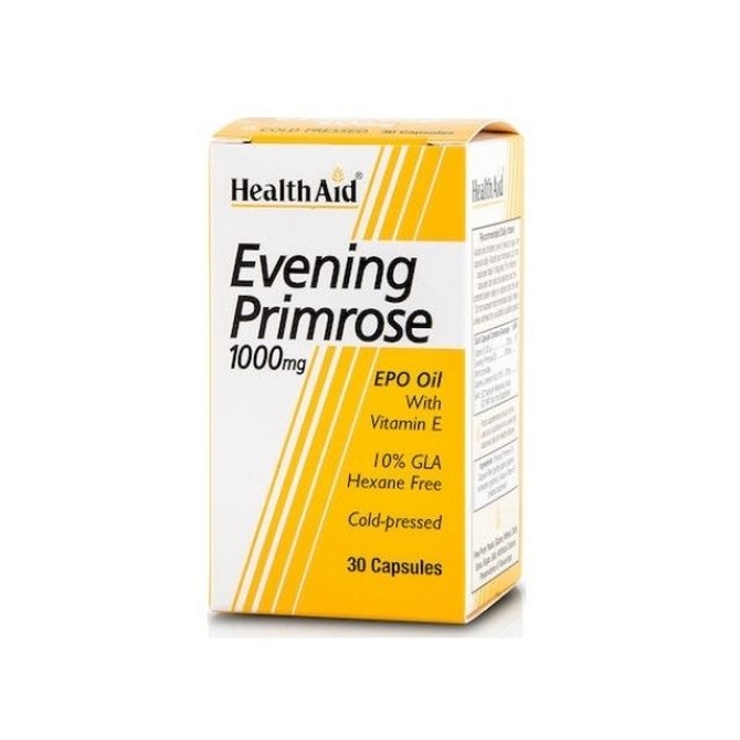 HEALTH AID Evening Primrose 1000 mg Για Καλύτερη Αντιμετώπιση των Συμπτωμάτων της Εμμηνόπαυσης και του Εκζέματος 30 κάψουλες